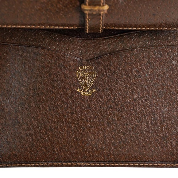 1970s Vintage Gucci Supreme Monogram Canvas Leather GG Gold Clasp Clutch Wallet - Picture 7 of 16